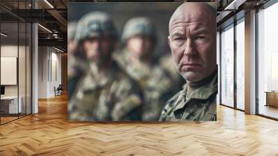 The picture of the military officer is working as instructor to training the soldier for army service, the instructor require skill instructional skill, clear communication, effective teaching. AIG43. Wall mural