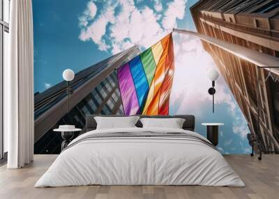 The pride flag or rainbow banner is the symbol of LGBT or LGBTQ that represents the diversity of genders, love, romance, tolerance, celebration and concept of lgbtq community around the world. AIGX03. Wall mural