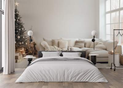 White room with stylish modern Christmas and new year interior design comeliness Wall mural