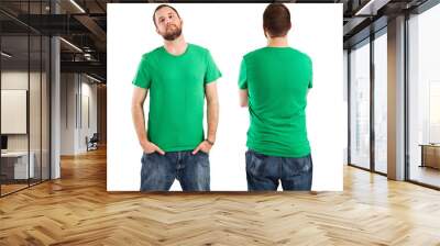 Male wearing blank green shirt Wall mural