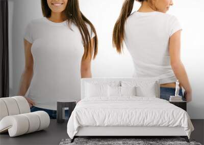 Sexy woman posing with blank white shirt Wall mural