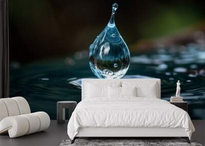 Falling Water Drop: Capturing the Beauty of Liquid Motion Wall mural