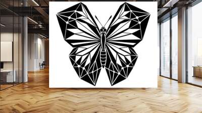 A black geometric crystal polygonal butterfly tattoo design Wall mural