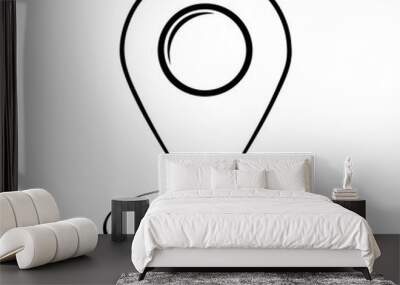 Black silhouette simplicity location pointer pin icon and vector illustration isolated on white Wall mural