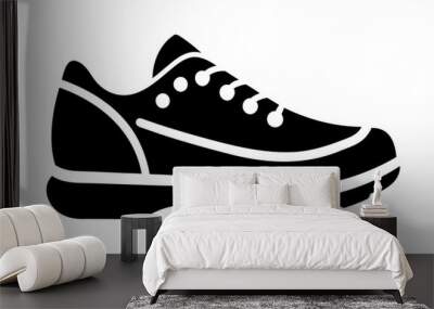 Black silhouette sport footwear man boot shoe icon and vector illustration isolated on a white background Wall mural