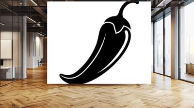 Black silhouette vegetable chili icon and vector illustration Wall mural