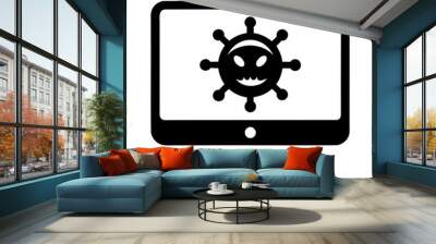 Black silhouette web browser dangerous virus bug icon and vector illustration Wall mural