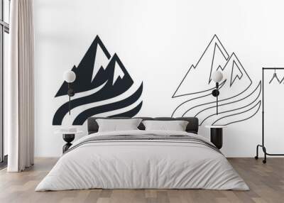 Hiking coastline waterfall mountain hill vector icon design Wall mural