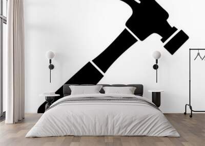 House repair hammer silhouette flat icon and vector illustration for apps Wall mural