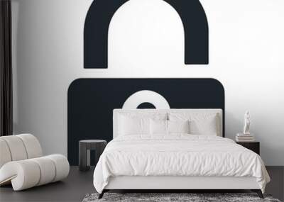 Key lock security open black silhouette vector icon design isolated on white Wall mural