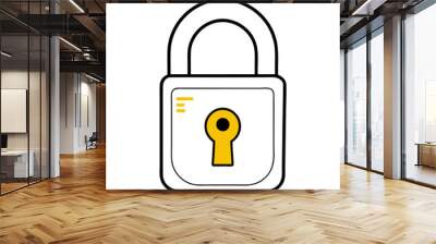 Minimalist flat lock and unlock security icon and vector illustration Wall mural