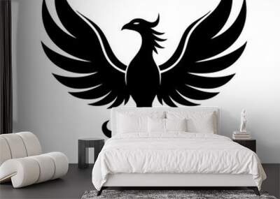 Phoenix bird wing silhouette logotype icon and vector illustration Wall mural