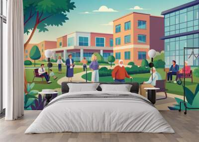  Health care for old and sick people vector  illustration  Wall mural