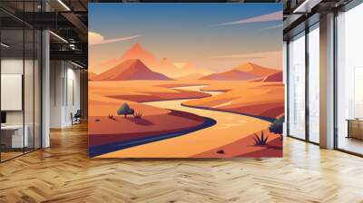 Dryness landscape vector illustration. Concept of global warming and climate change Wall mural