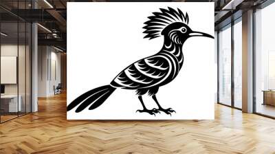 Hoopoe silhouette vector illustration isolated on white background  Wall mural