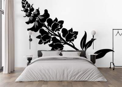 Snapdragon flower silhouette vector illustration with white background  Wall mural