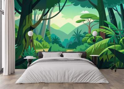 Tropical rainforest safari jungle background  Wall mural