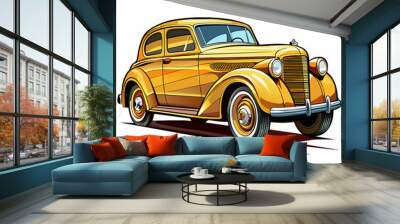 Vintage retro gold car  vector illustration Wall mural