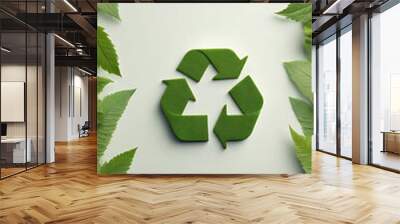 Environmental concept, recycle symbol, light green background Wall mural