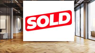 Sold Label Sign Concept on Transparent Background Wall mural