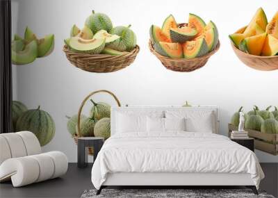 Cantaloupe png set collection in 3d transparent no background. Wall mural