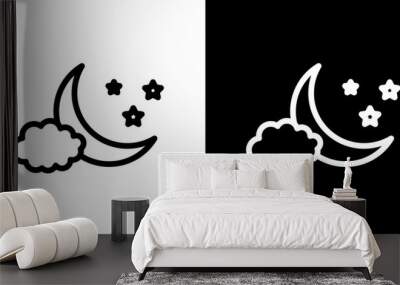 Cloud moon icon. Night icon vector illustration on white background Wall mural