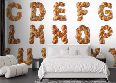 English letters bread shape png collection no background for sample decoration. Wall mural