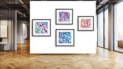 Frames with colorful stones collage pictures isolated on white background Wall mural