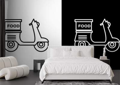 Food delivery outlined icon Wall mural