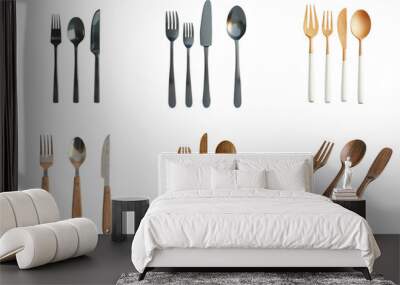 Spoon fork and knife collection set in png no background for sample decoration. Wall mural