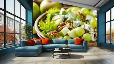 Crisp and Refreshing: Fresh Salad with Juicy Tomato and Crunchy Cucumber Slices Wall mural