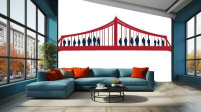 Modern Bridge People Logo Icon Isolated on White Background Wall mural