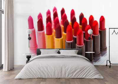 set of lipsticks red color on white background Wall mural