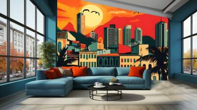 Vibrant Brazil: Stunning Tourist Skyline in South America Wall mural