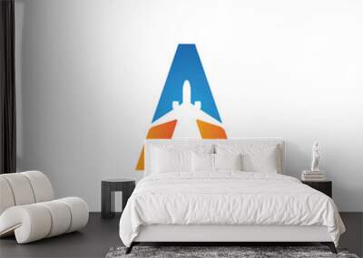 letter A Air travel logo design template-vector Wall mural