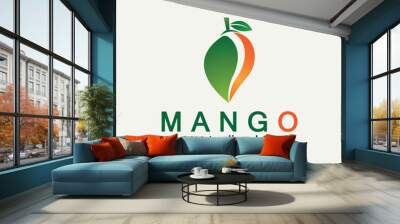 Mango fruit logo vector illustration design template. Mango in flat style. Mango icon. Mango and Healthy Fruit design with modern style. Vector illustration Wall mural