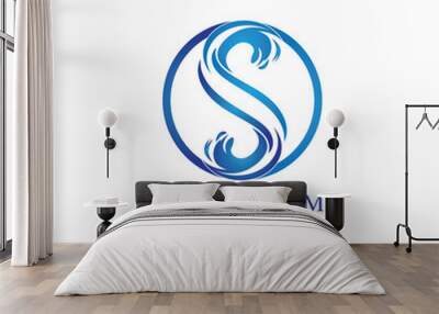 S letter water splash logo design template Wall mural