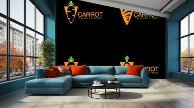 Set Carrot logo vector icon illustration design template Wall mural