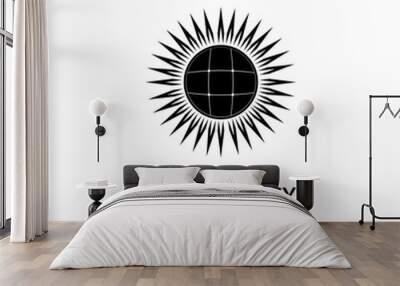 Solar energy panel and sun icon isolated on white background Wall mural