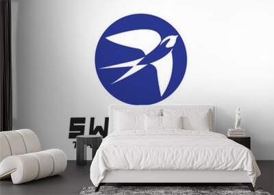 Swallow logo. silhouette swallow flying logo vector isolated white background Wall mural