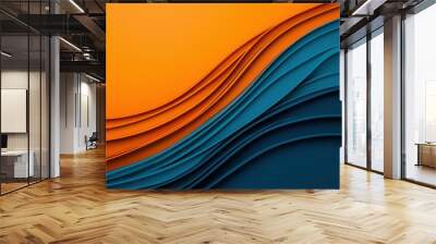 Colorful abstract waves in orange and blue design, suitable for backgrounds. Wall mural