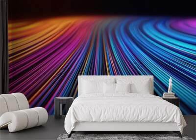 Colorful wave lines create a vibrant abstract background, perfect for designs. Wall mural