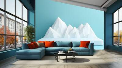 Minimalist Arctic Podium with Glacial Icy Landscape Backdrop 3D Wall mural