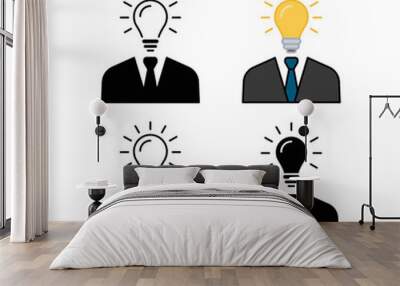 A businessman or worker is thinking and looking for creative idea, fresh idea, and briliant solution. Business idea solution simple icon. Vector illustration. Design on white background. EPS 10 Wall mural