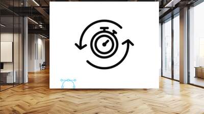 Agile work flow line icon. development methodology life cycle. Arrow progress, quick timer for speed rotation business efficiency. Editable stroke Vector illustration Design on white background EPS 10 Wall mural