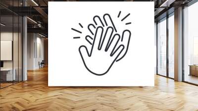 Clapping hand icon. Clap your hands. Hand clap for applause gesture logo. standing ovation Cheerful appreciation for web and app. editable stroke Vector illustration design on white background. EPS 10 Wall mural