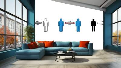 Social distancing. Keep your one meter distance between people. Coronavirus prevention infographic sign. Keep the 1 meter distance icon. Vector illustration. Design on white background. EPS 10. Wall mural