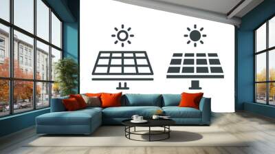 solar panel icon. Power battery alternative energy, sunlight eco electrical renewable industry. sustainable energy saving line and solid style. vector illustration design on white background. EPS 10 Wall mural