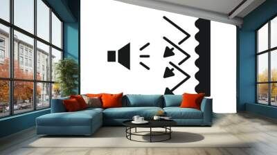 Soundproof icon. Sound insulation. Noise absorbing. glyph symbol Pictogram. Soundproofing room in multimedia or music studio. Solid, Glyph style vector illustration. Design on white background. EPS 10 Wall mural