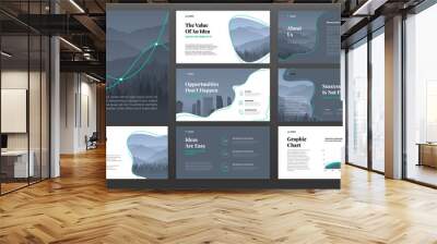 Business powerpoint presentation templates set. Use for keynote presentation background, brochure design, website slider, landing page, annual report, company profile. Wall mural